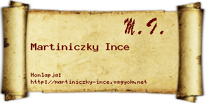Martiniczky Ince névjegykártya